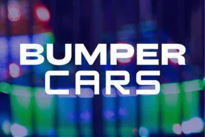 Bumper cars logo for The Rush Funplex.
