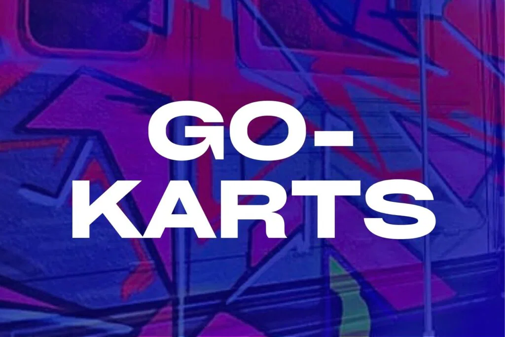 The Rush Funplex featuring the words "go-karts" prominently displayed.